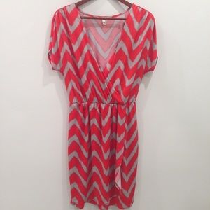 Cute Red and Gray Chevron Dress